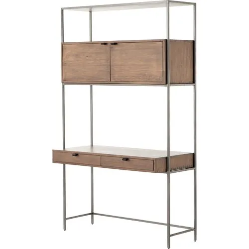 Drew Modular Wall Desk - Iron/Auburn - Brown