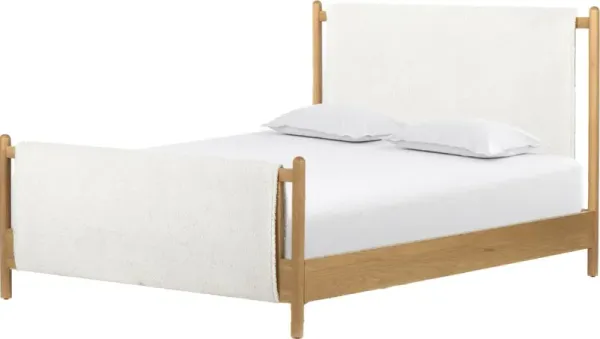 Cruz Upholstered Bed, Natural/Sheepskin