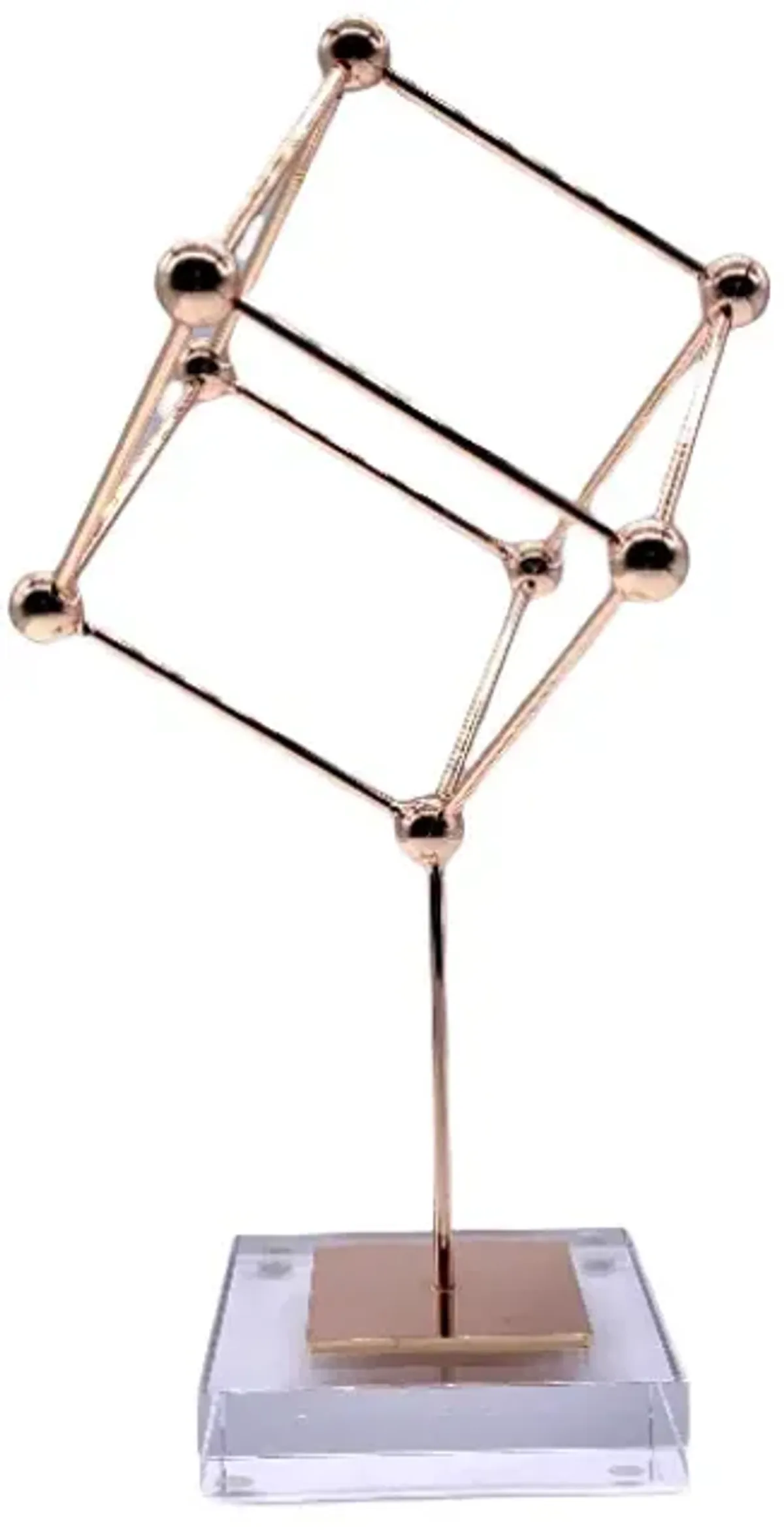 Polished Copper Cube Sculpture - Pilar Collection - Clear