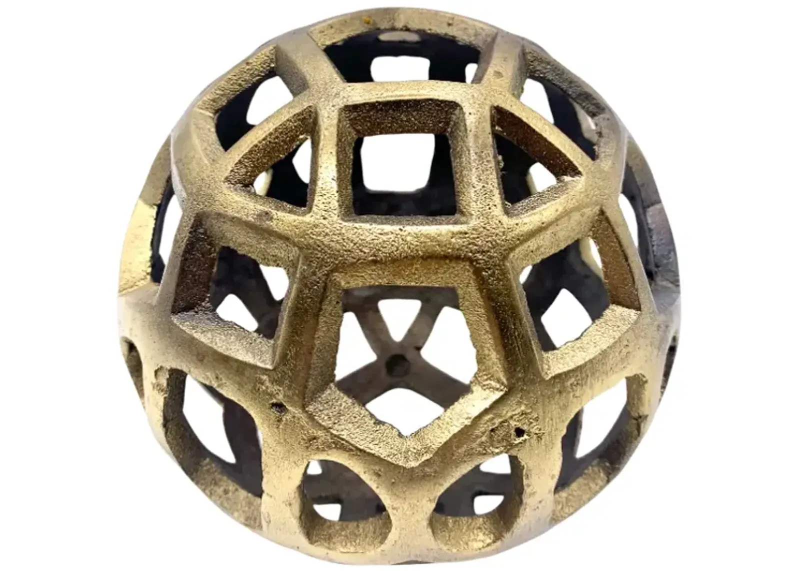 Pierced Gold Metal Sphere Sculpture - Pilar Collection - Brown