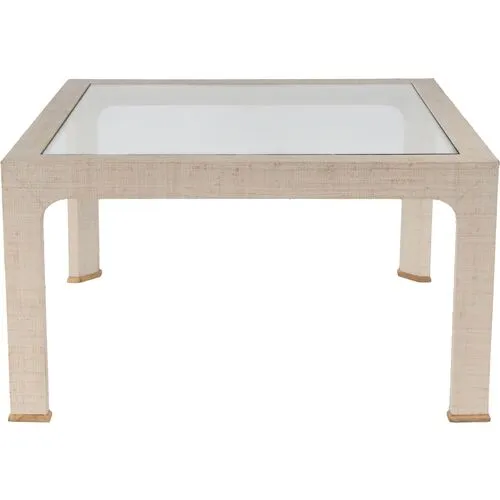 Kos Raffia Glass Coffee Table - Beige