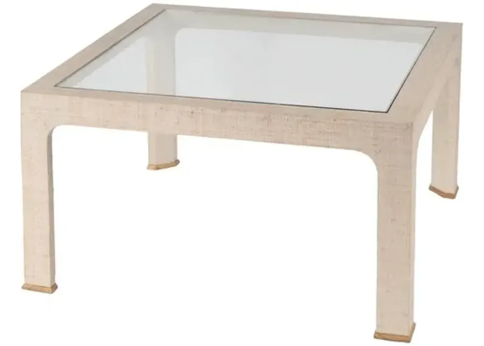 Kos Raffia Glass Coffee Table - Beige