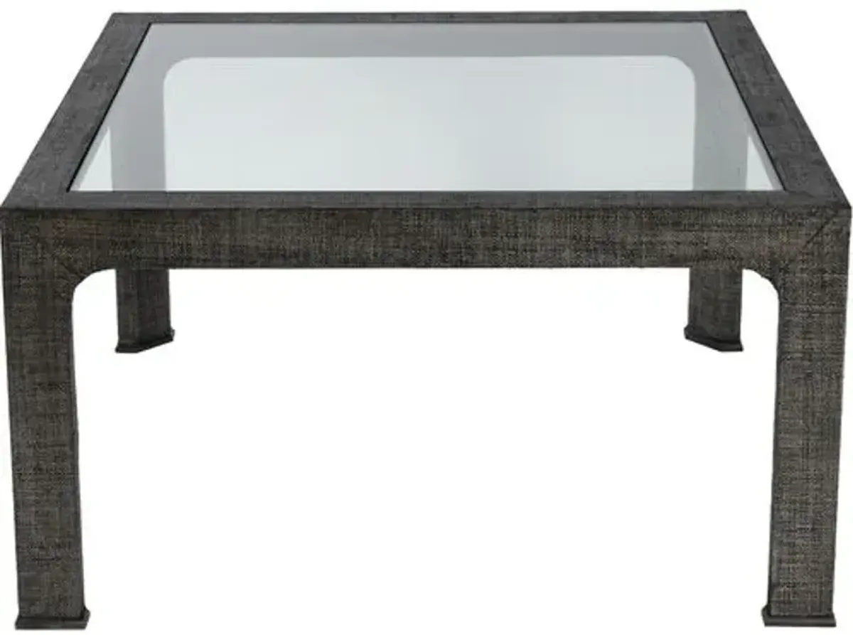 Kos Raffia Glass Coffee Table - Clear