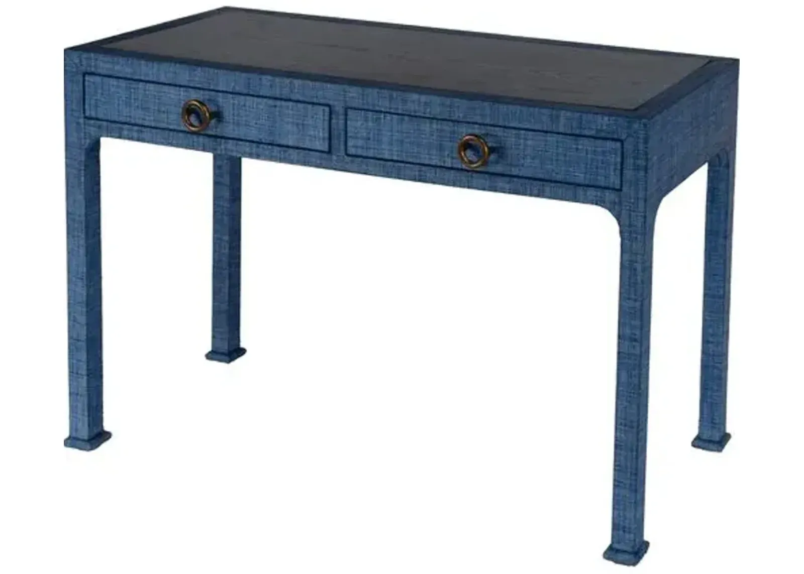 Kos Raffia 2-Drawer Desk - Blue