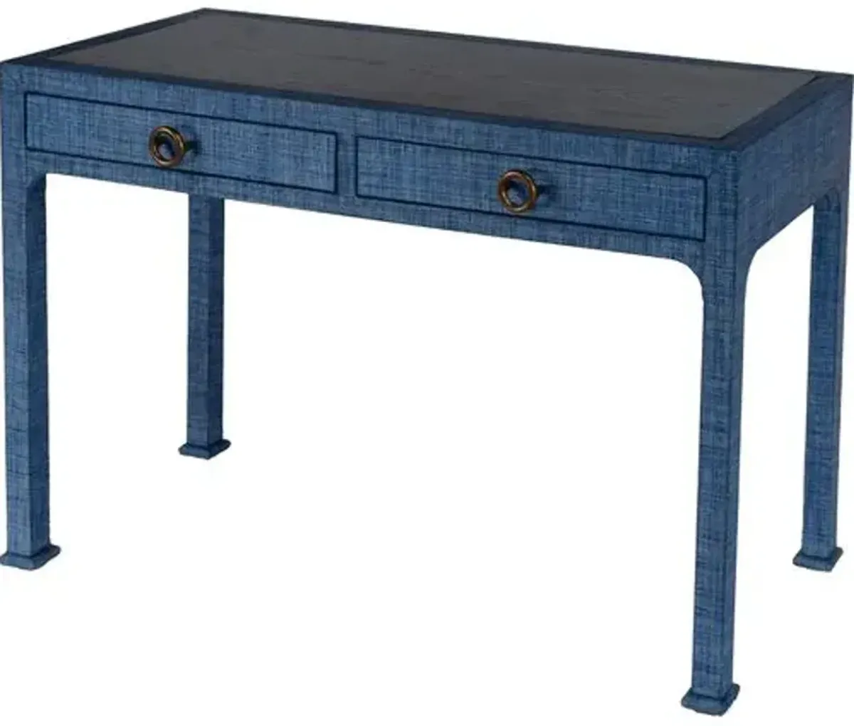 Kos Raffia 2-Drawer Desk - Blue