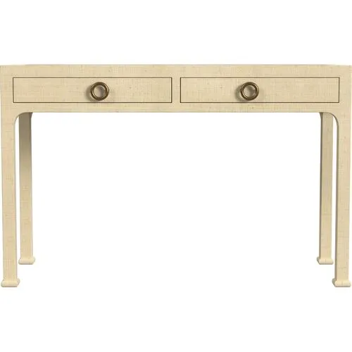 Kos Raffia 2-Drawer Desk - Beige