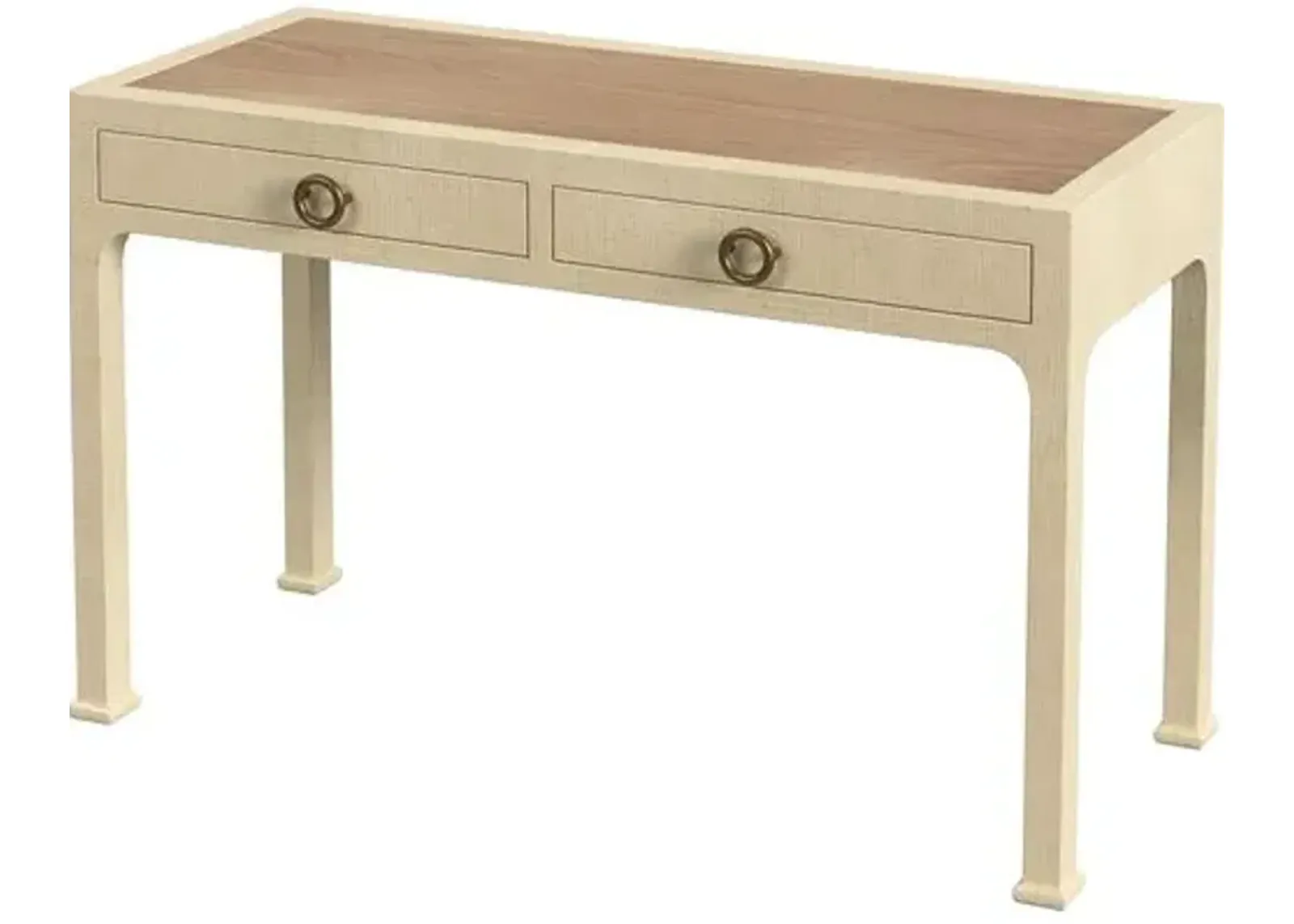 Kos Raffia 2-Drawer Desk - Beige