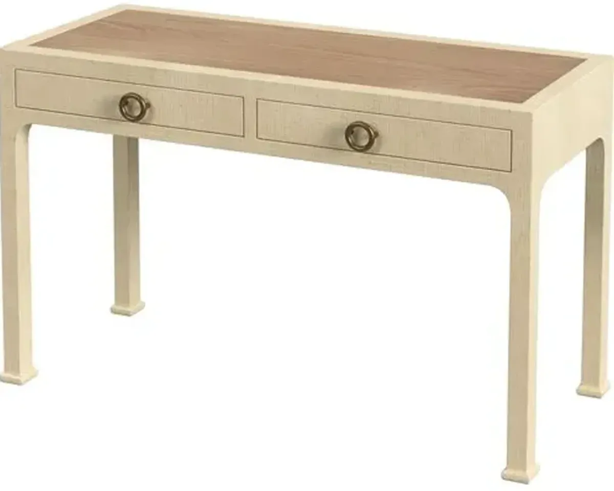 Kos Raffia 2-Drawer Desk - Beige