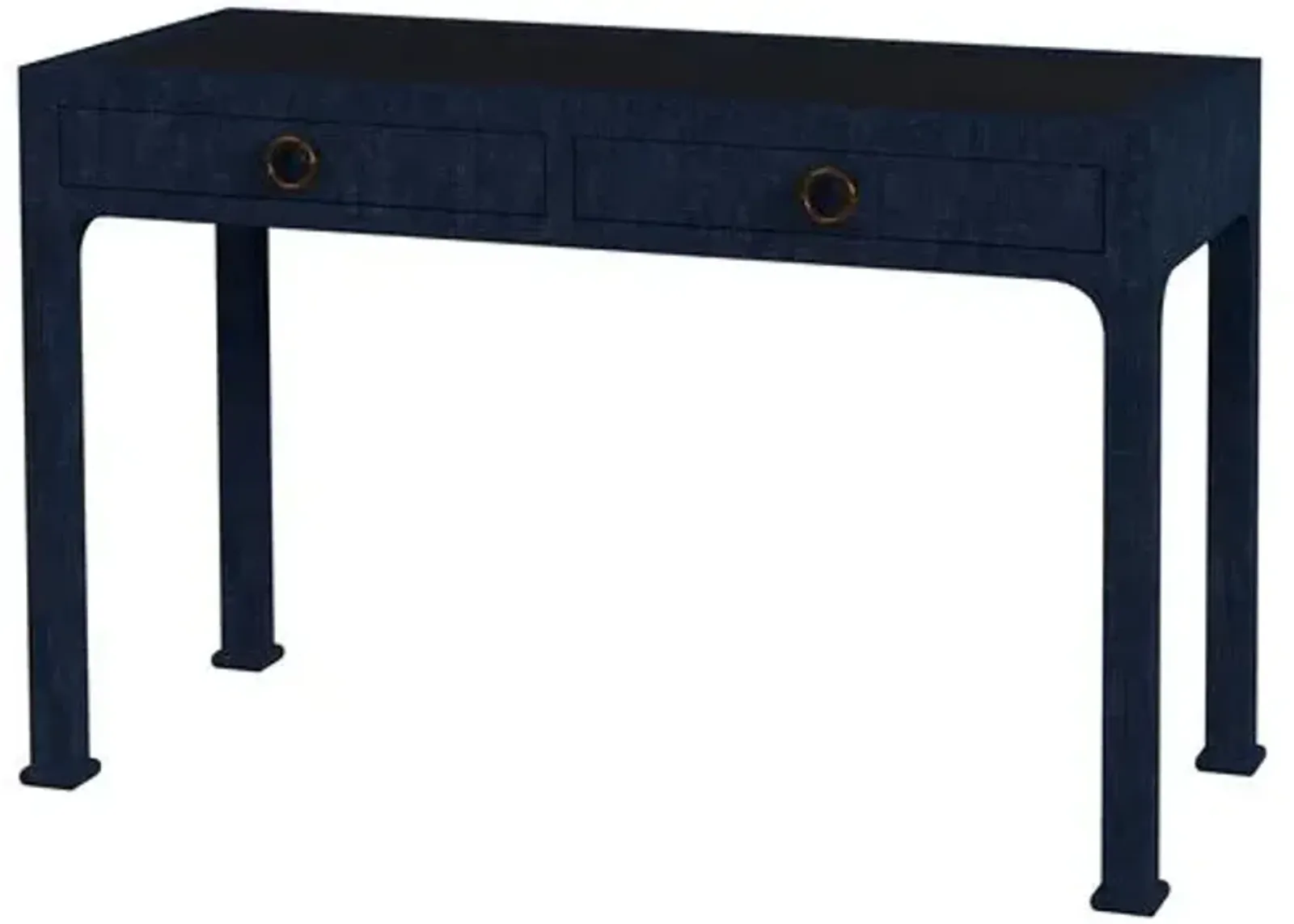 Kos Raffia 2-Drawer Desk - Blue