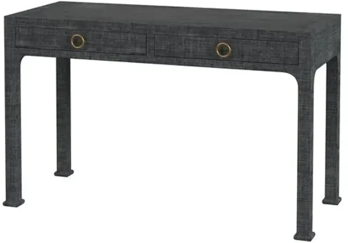 Kos Raffia 2-Drawer Desk - Gray