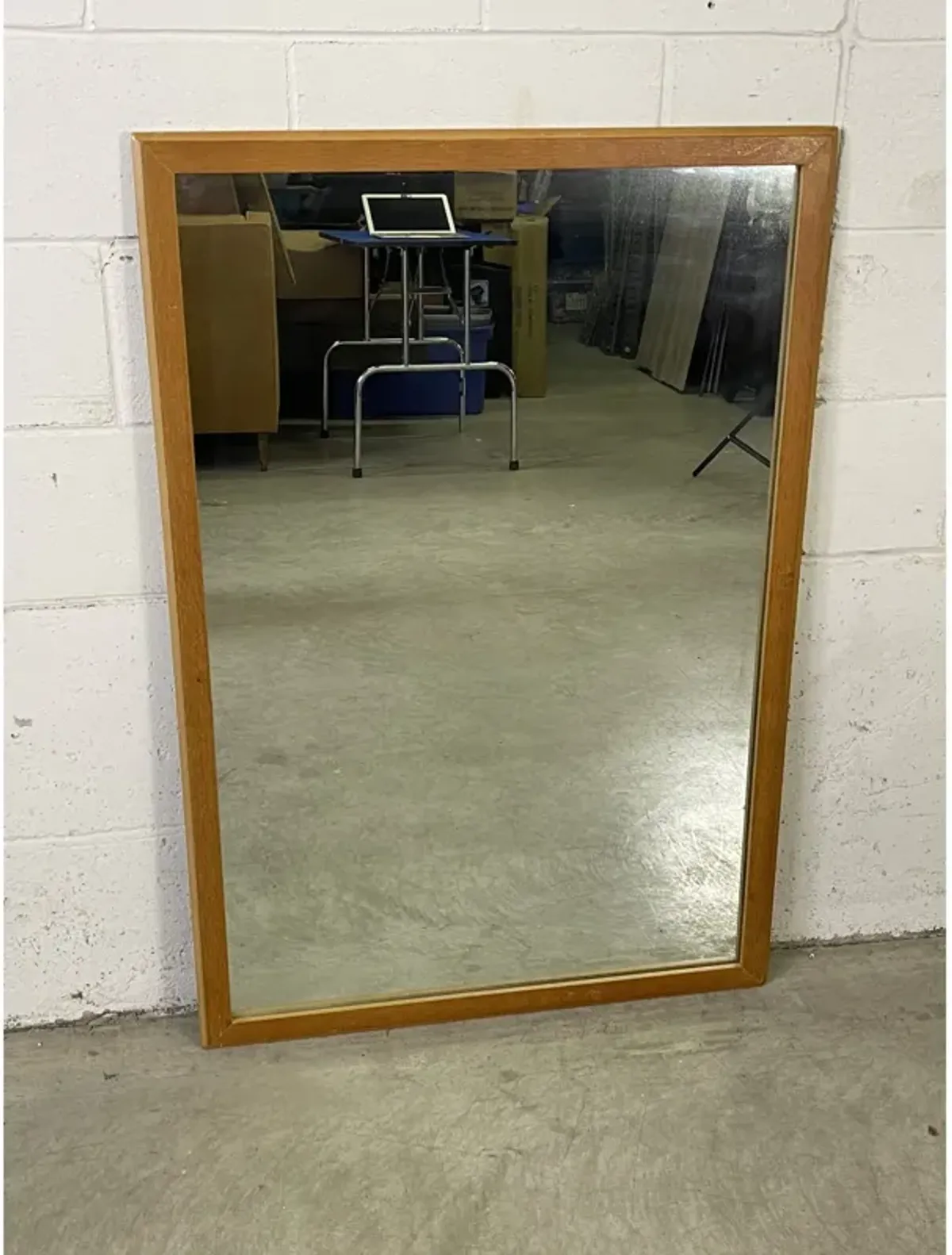 1950s Oak Wood & Painted Wall Mirror - 2-b-Modern