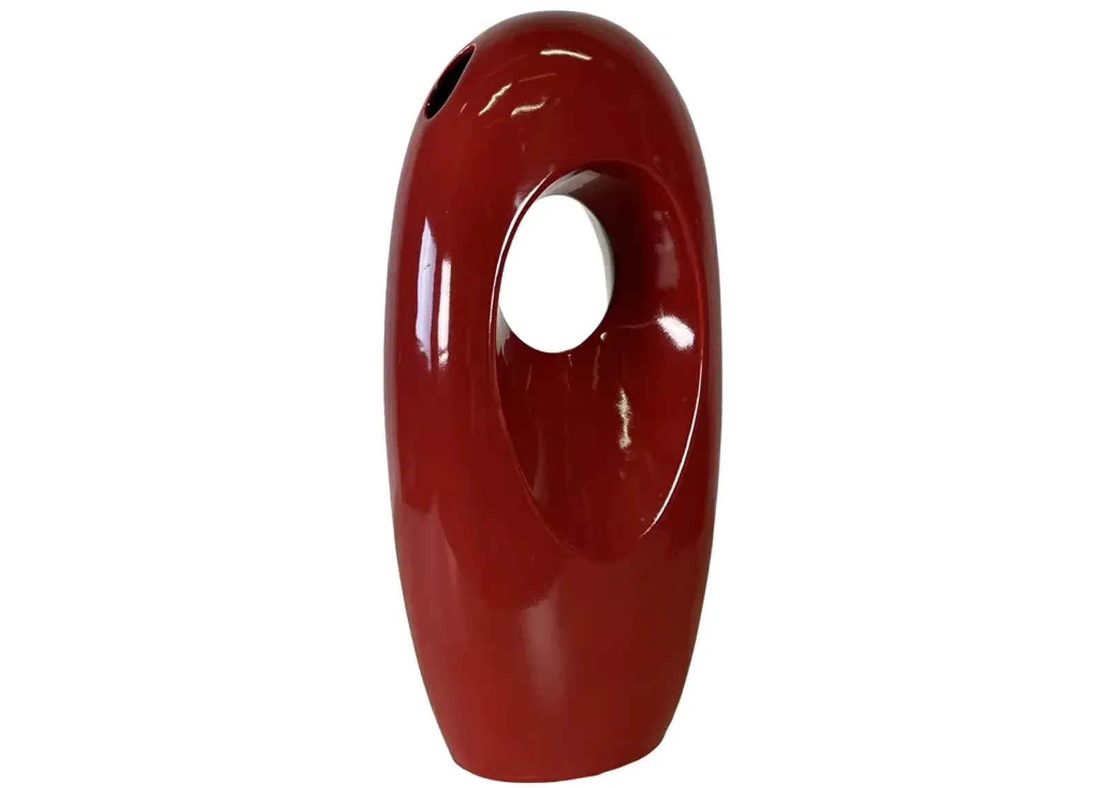 1980s Red Sculptural Ceramic Vase - 2-b-Modern