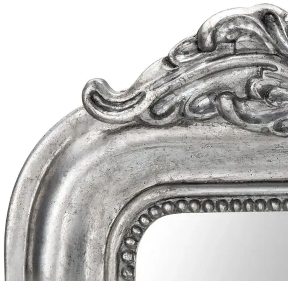 Emma Carved Crowned Wall Mirror - Silver Leaf