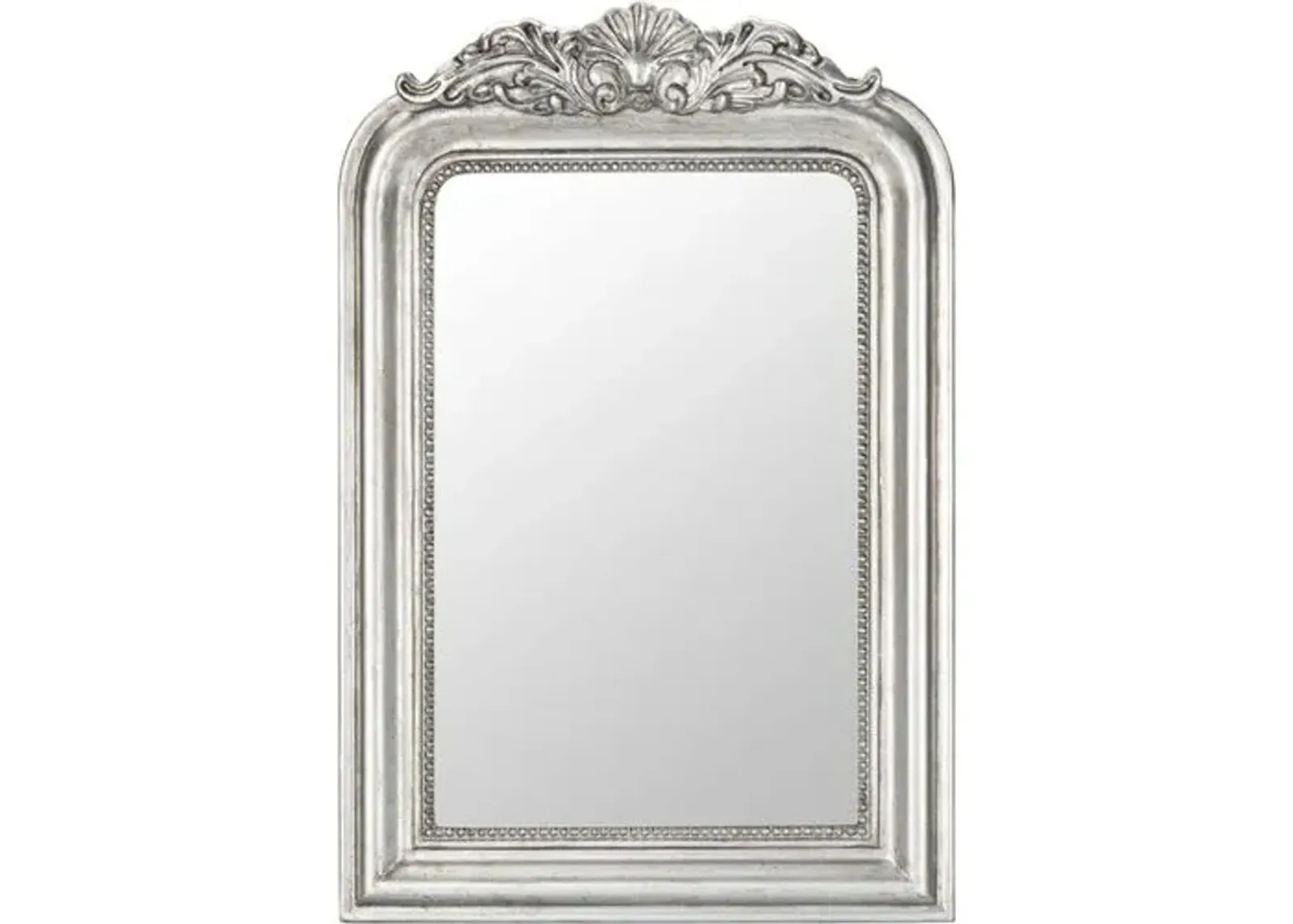 Emma Carved Crowned Wall Mirror - Silver Leaf