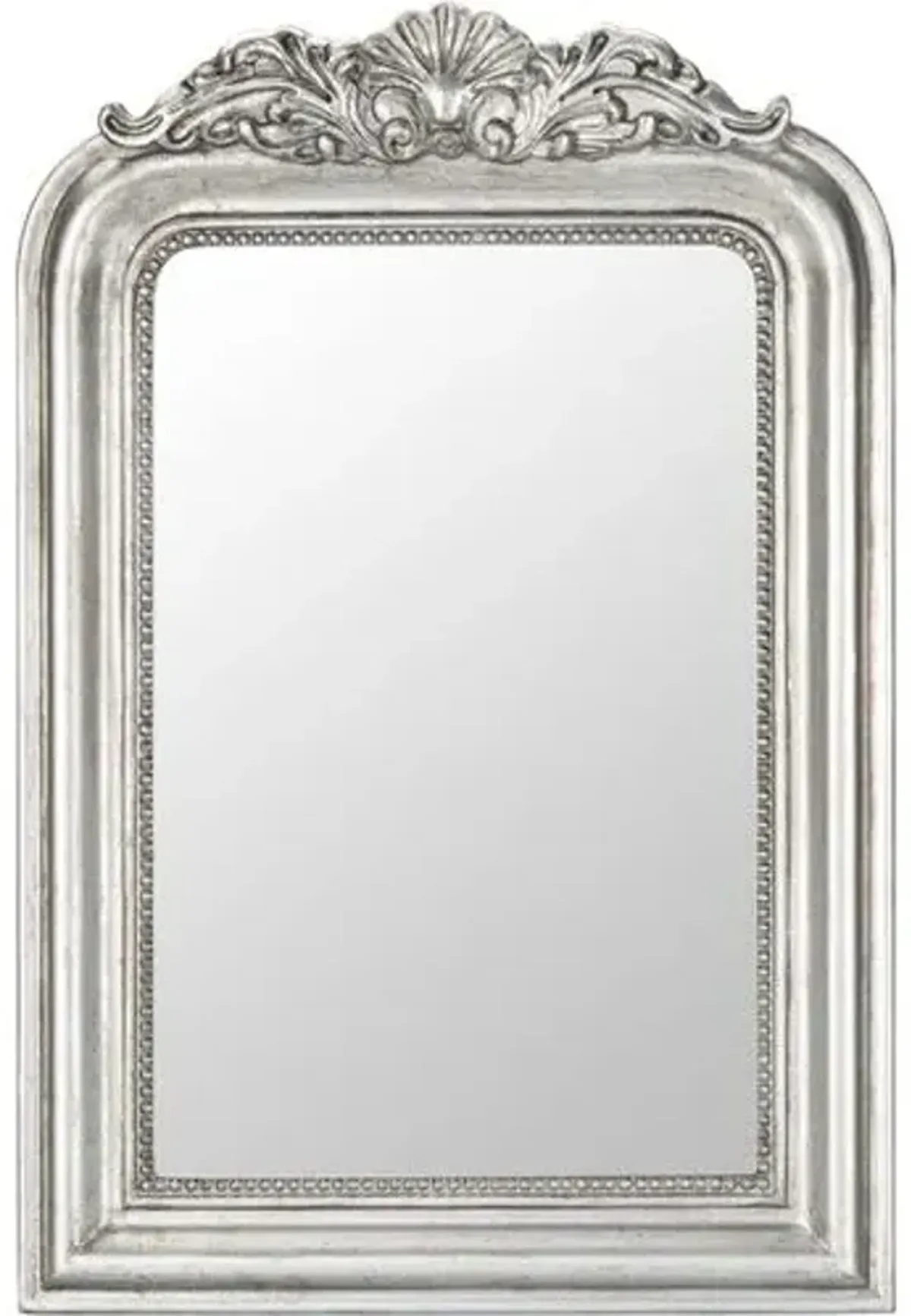 Emma Carved Crowned Wall Mirror - Silver Leaf