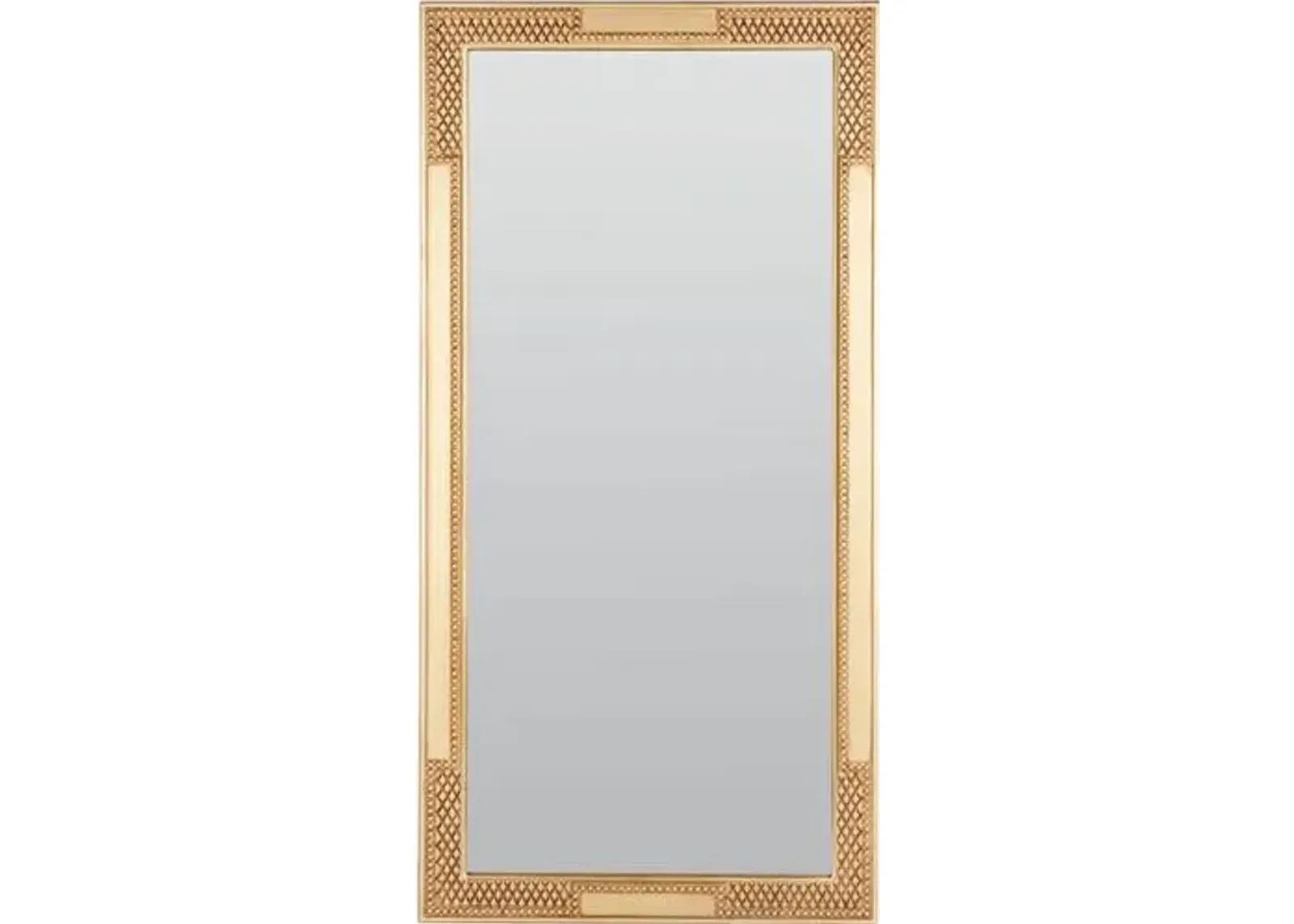 Chloe Carved Rectangular Floor Mirror - Gold Leaf