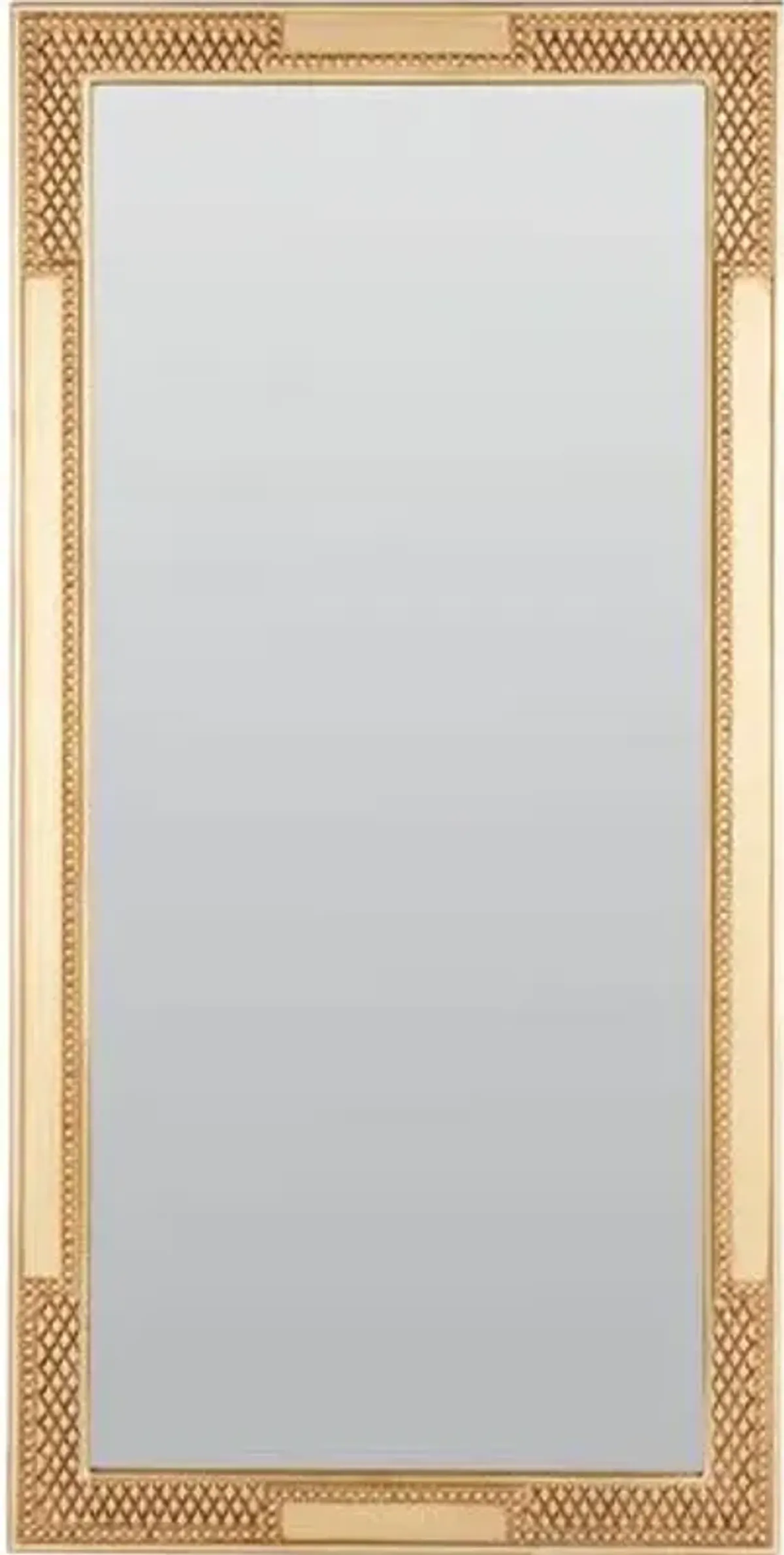 Chloe Carved Rectangular Floor Mirror - Gold Leaf