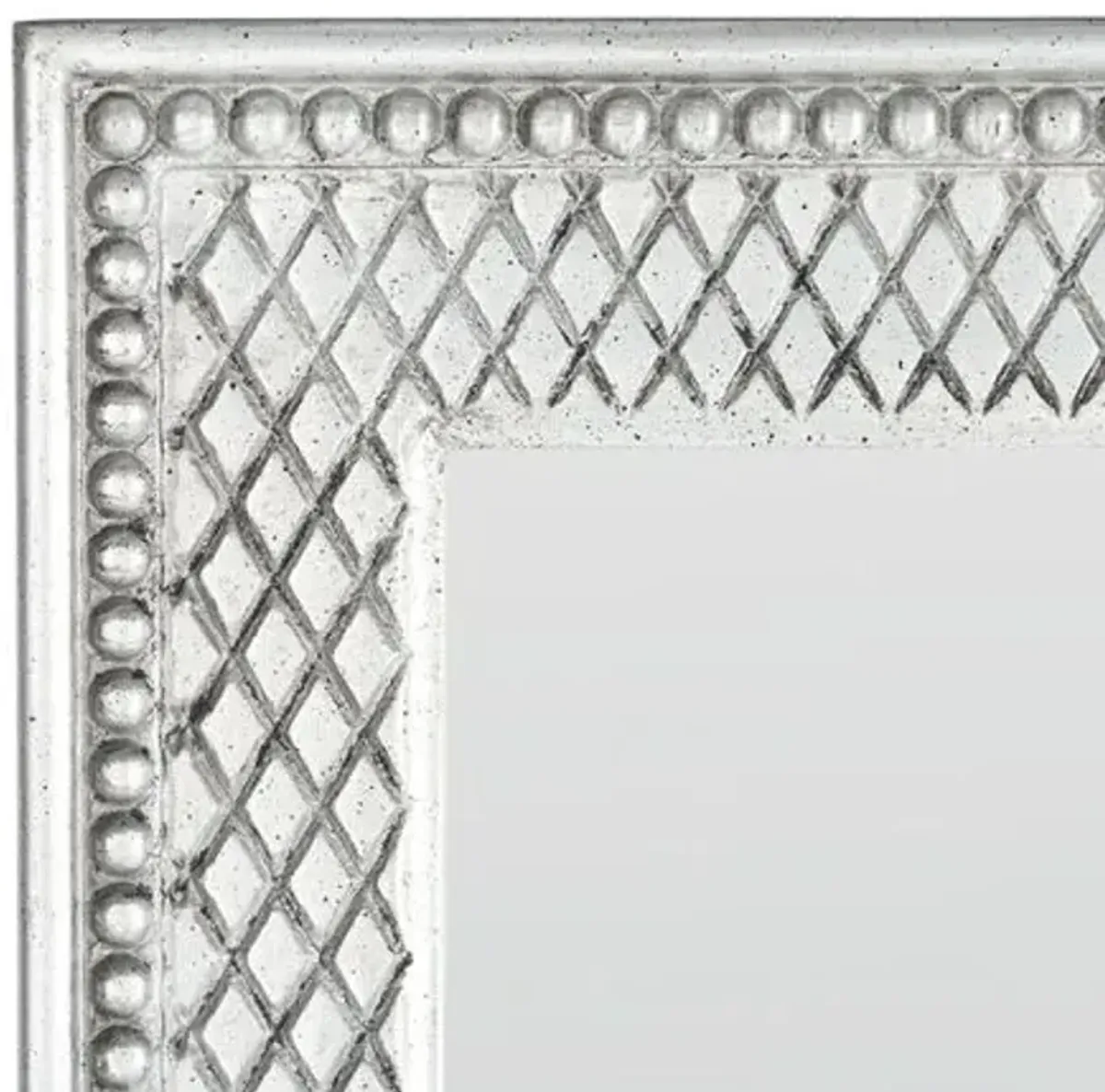 Chloe Carved Rectangular Floor Mirror - Silver Leaf