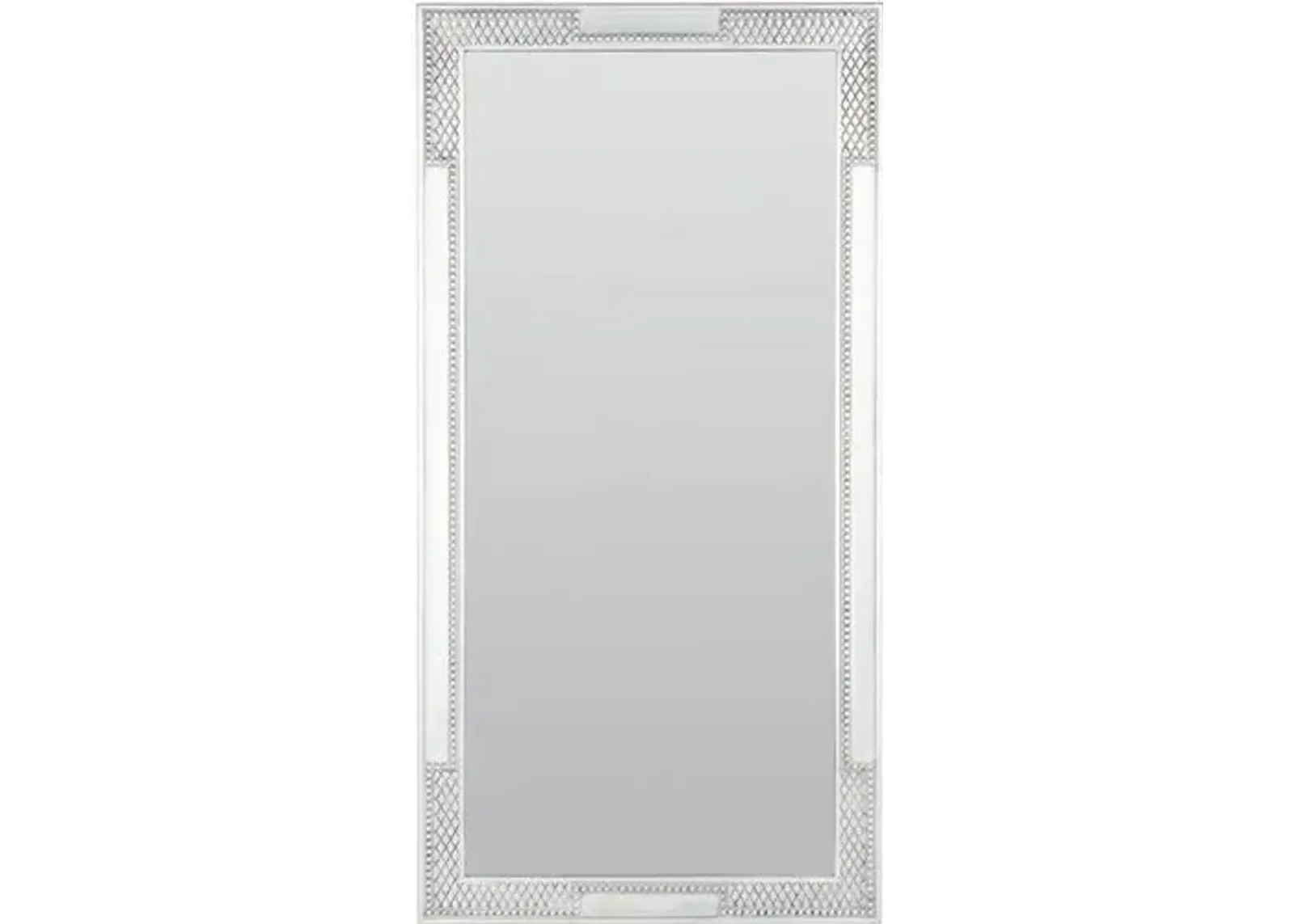 Chloe Carved Rectangular Floor Mirror - Silver Leaf