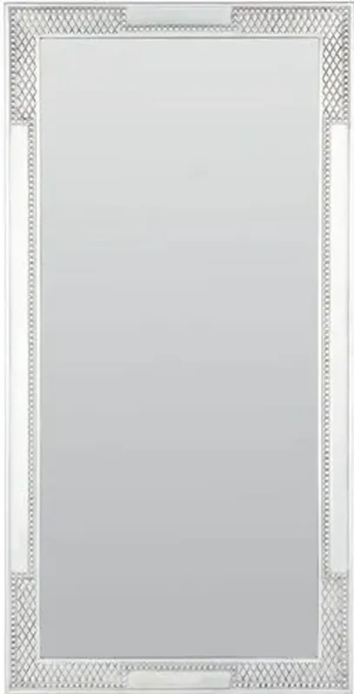 Chloe Carved Rectangular Floor Mirror - Silver Leaf