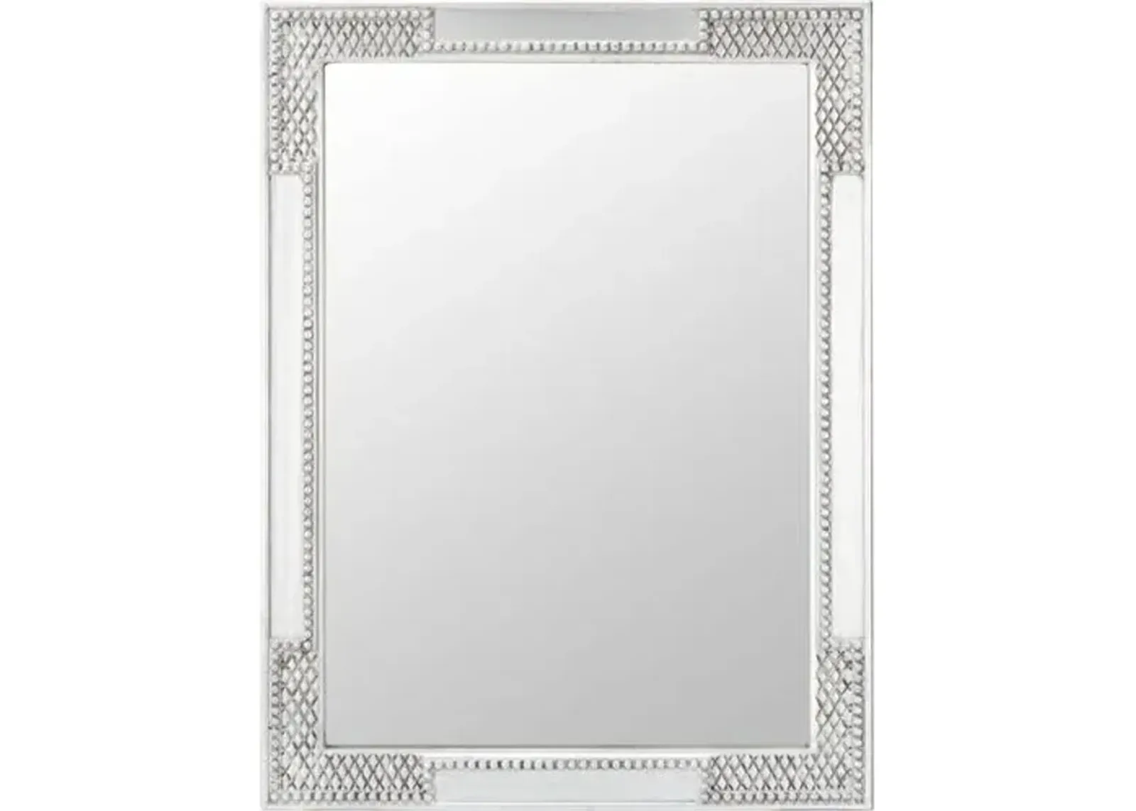 Chloe Carved Rectangular Wall Mirror - Silver Leaf