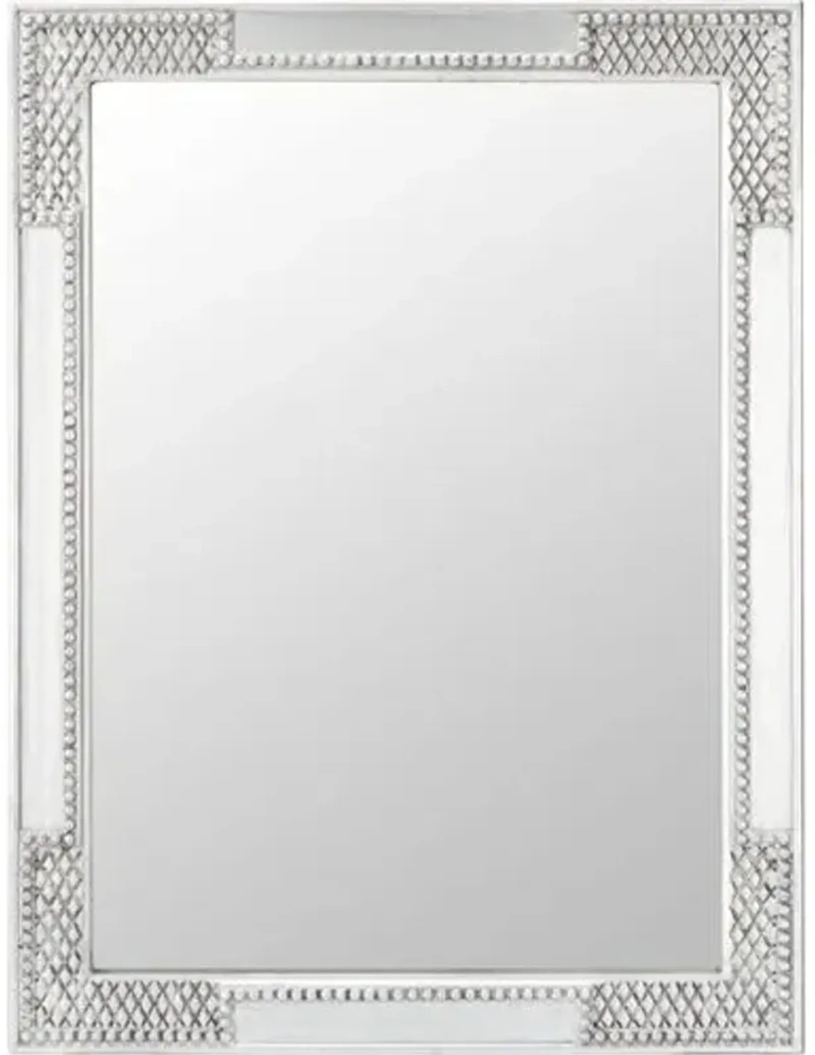 Chloe Carved Rectangular Wall Mirror - Silver Leaf