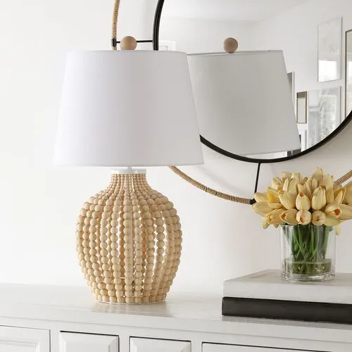 Rowan Beaded Table Lamp - Natural/White