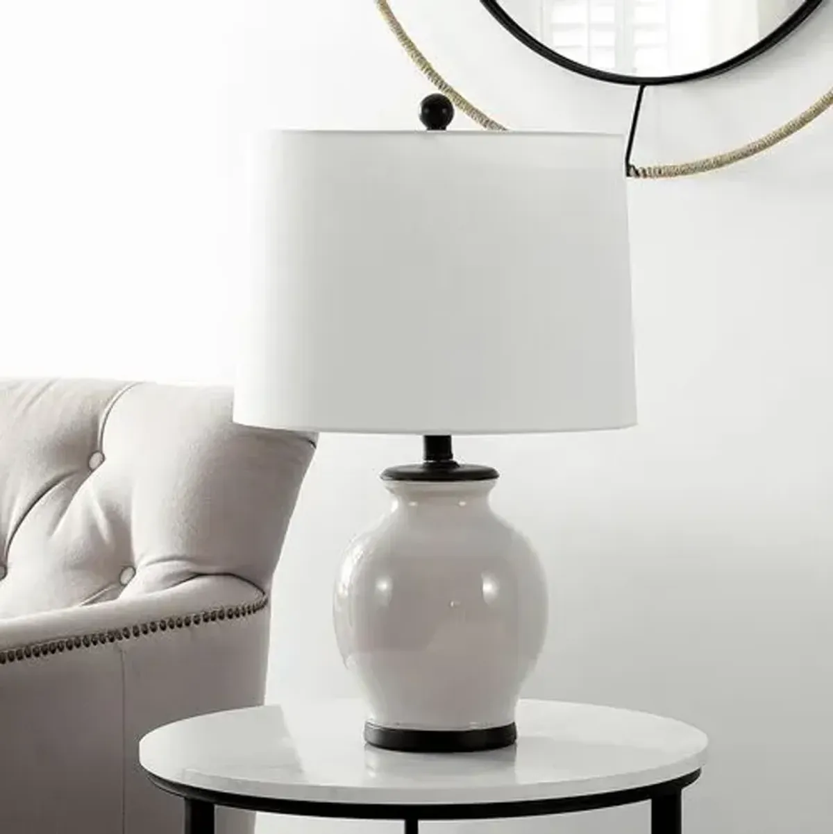 Olivia Ceramic Table Lamp - Ivory/Warm Brown