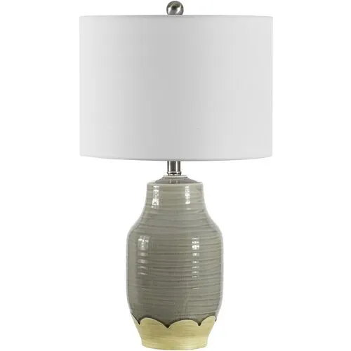 Rae Ceramic Table Lamp - Gray Reactive Glaze