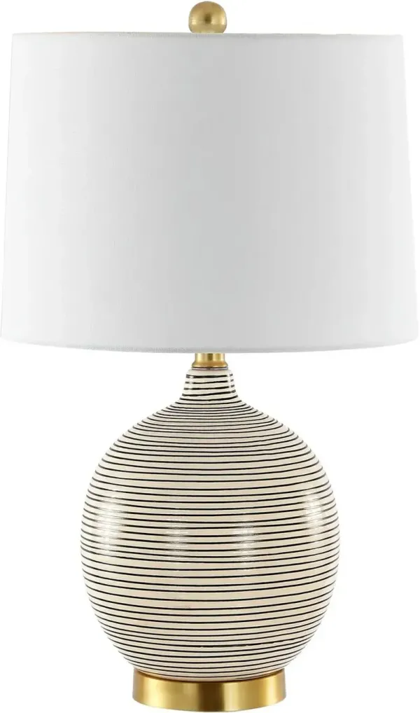 Kia Ceramic Table Lamp - Gray Stripe