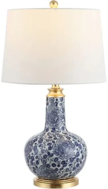 Lisa Ceramic Table Lamp - Blue Rosette