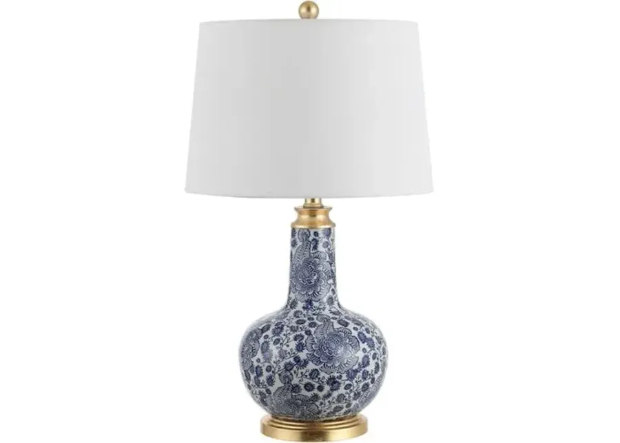 Lisa Ceramic Table Lamp - Blue Rosette