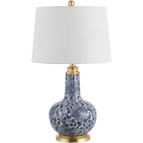 Lisa Ceramic Table Lamp - Blue Rosette