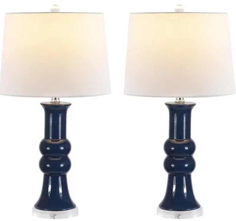 Set of 2 Lexi Ceramic Table Lamps - Navy Blue