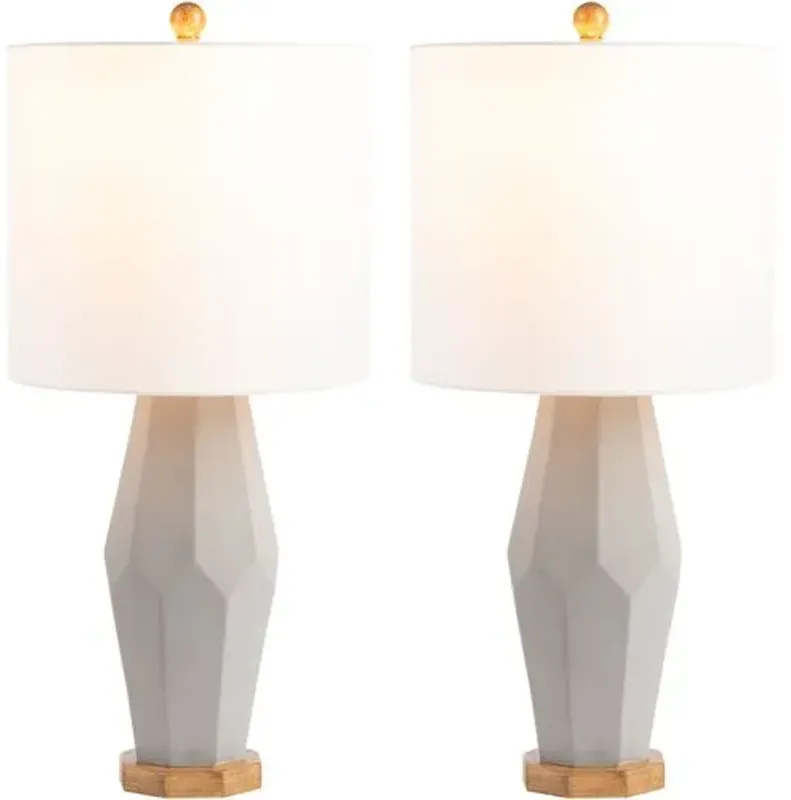 Set of 2 Logan Geometric Table Lamps - Gray/Natural