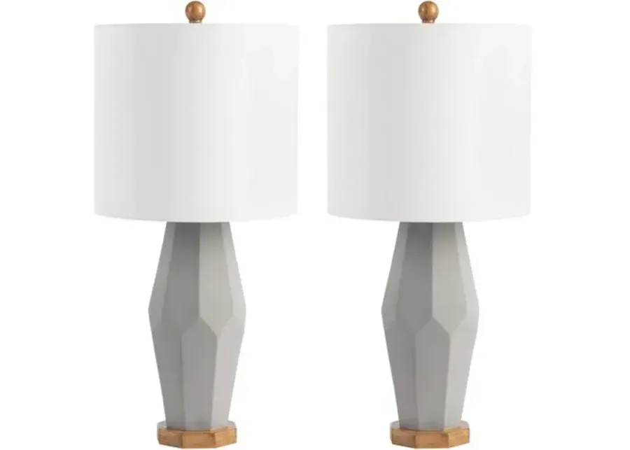 Set of 2 Logan Geometric Table Lamps - Gray/Natural