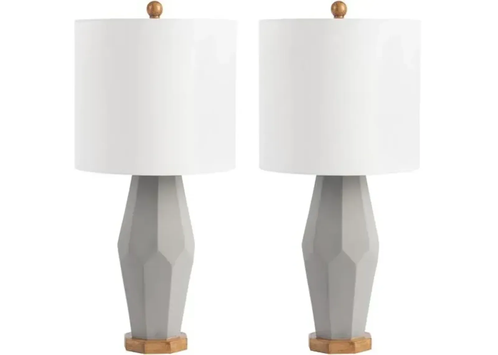 Set of 2 Logan Geometric Table Lamps - Gray/Natural