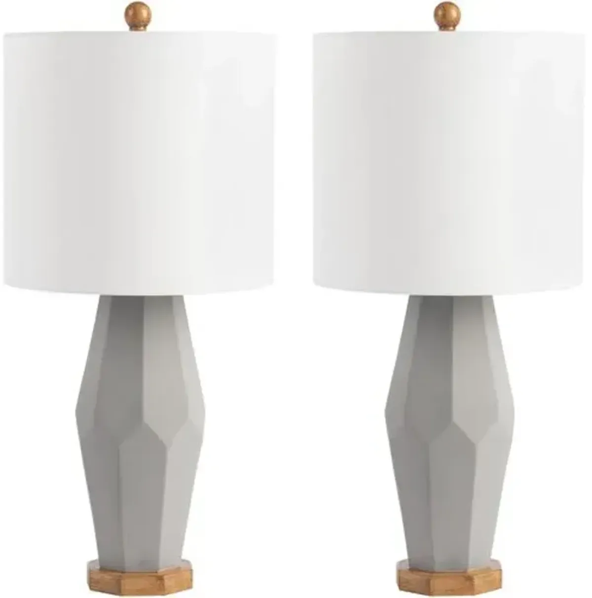 Set of 2 Logan Geometric Table Lamps - Gray/Natural