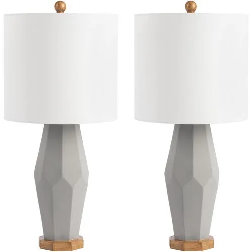 Set of 2 Logan Geometric Table Lamps - Gray/Natural