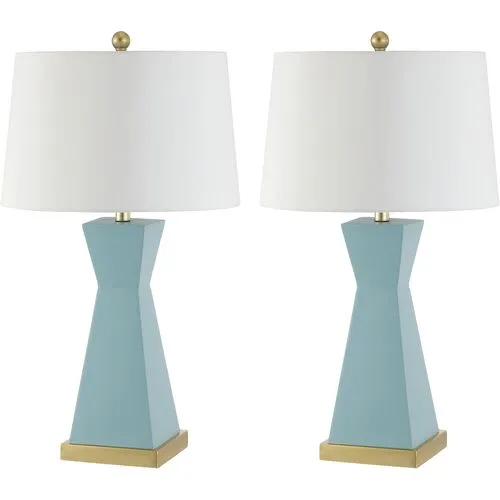 Set of 2 Ollie Table Lamps - Blue/Gold