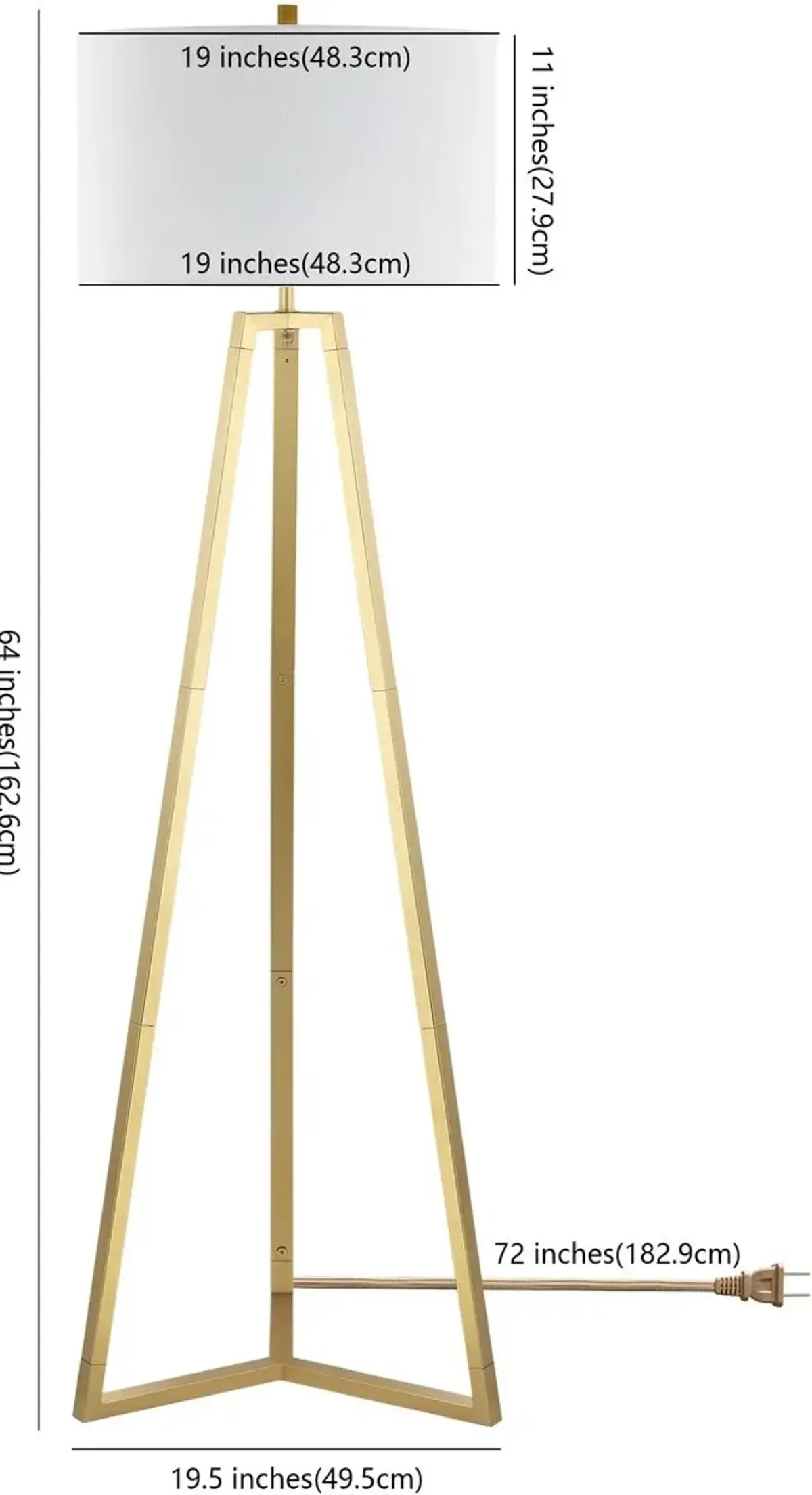 Dakota Metal Tripod Floor Lamp - Gold/White