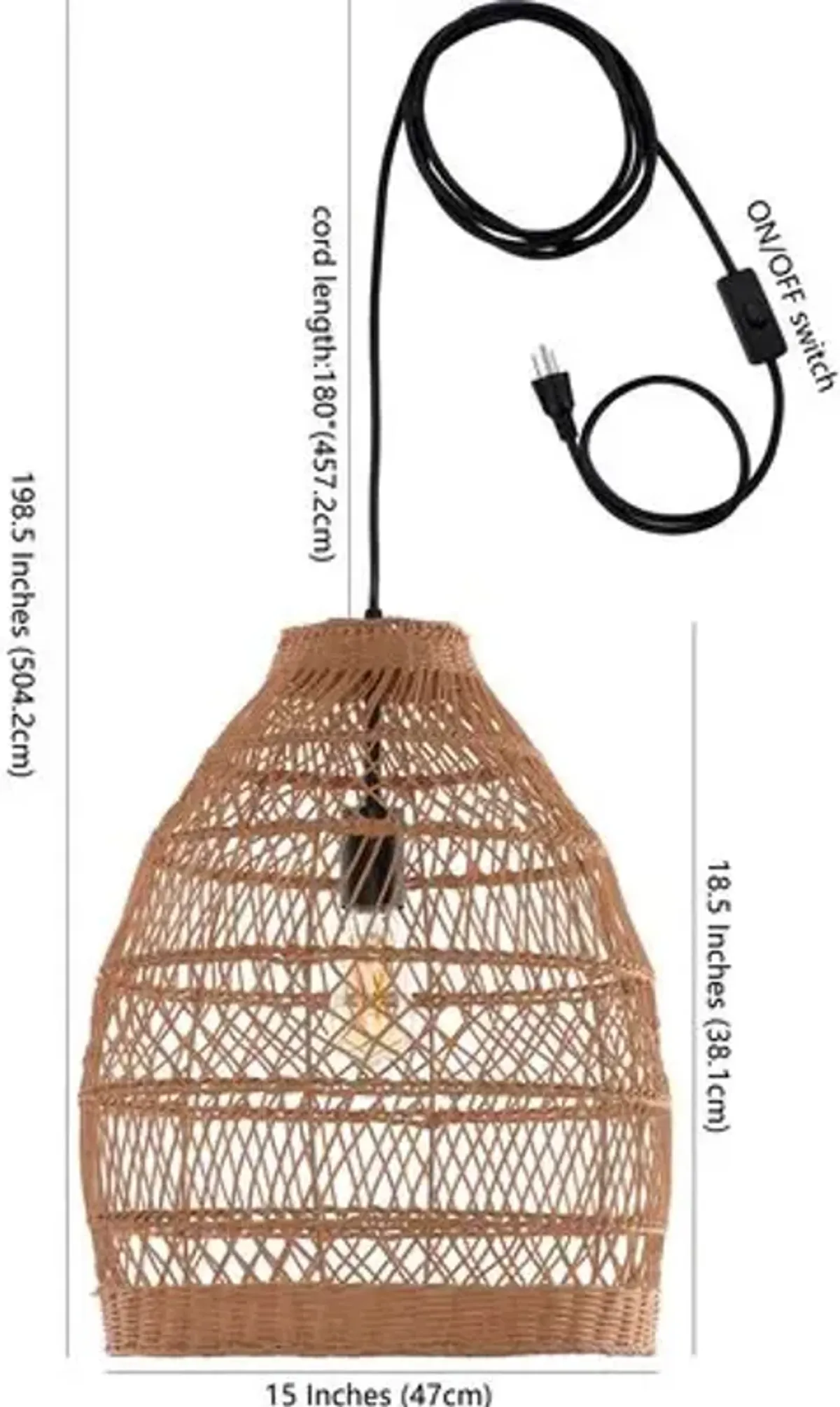 Elisa Woven Pendant - Natural Rattan - Brown