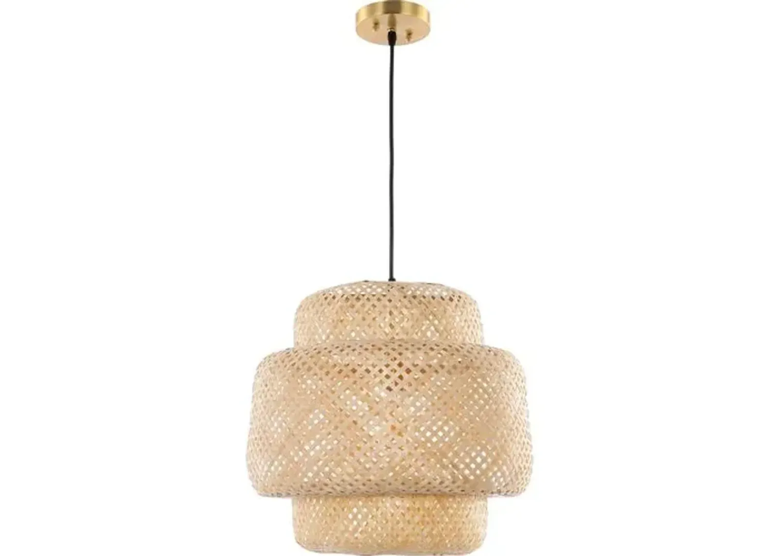 Klarise Basket-Woven Pendant - Natural Rattan - Beige