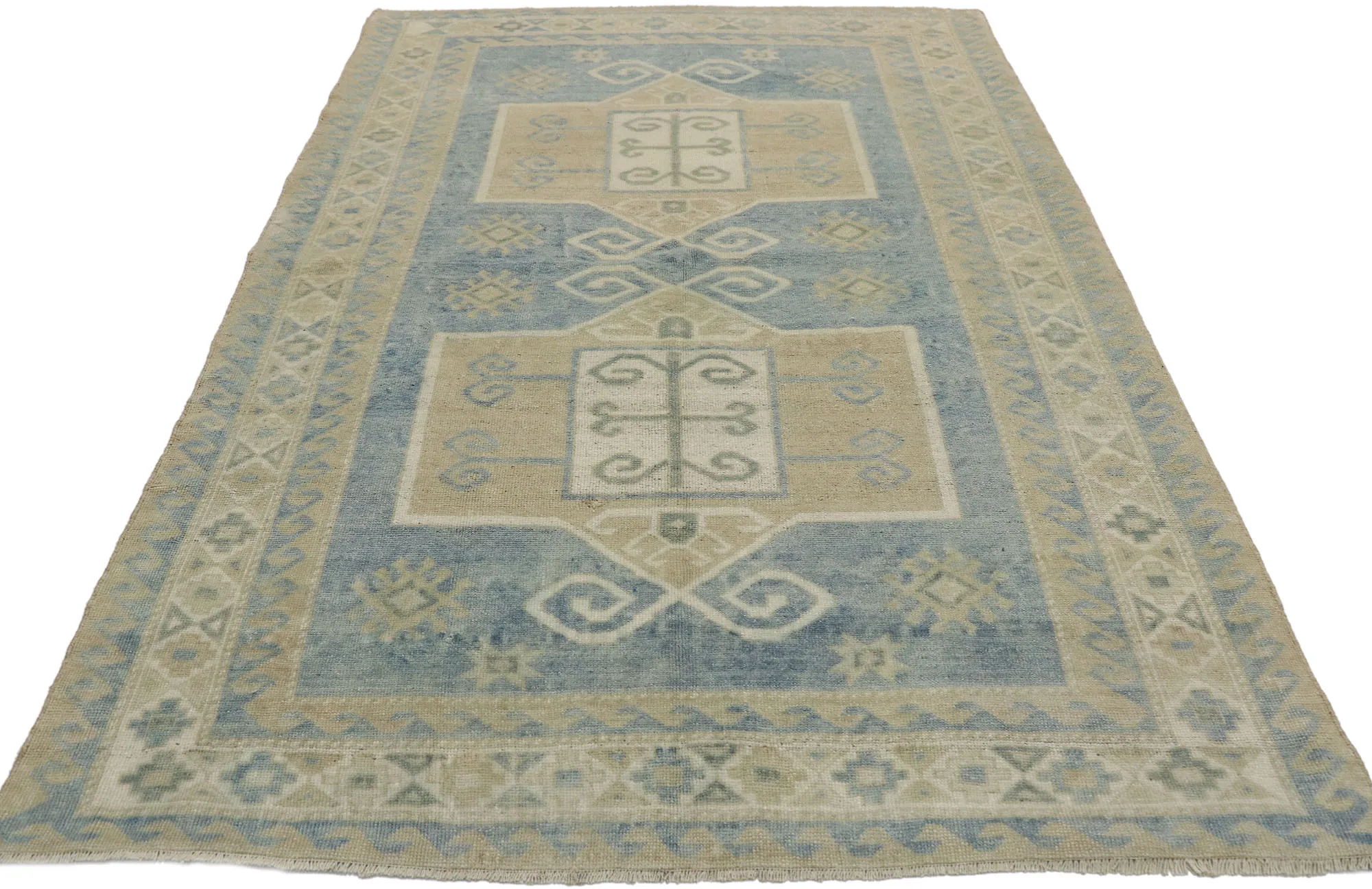 Vintage Turkish Oushak Rug - 4'5 x 6'7 - Esmaili Rugs & Antiques - Blue - Blue