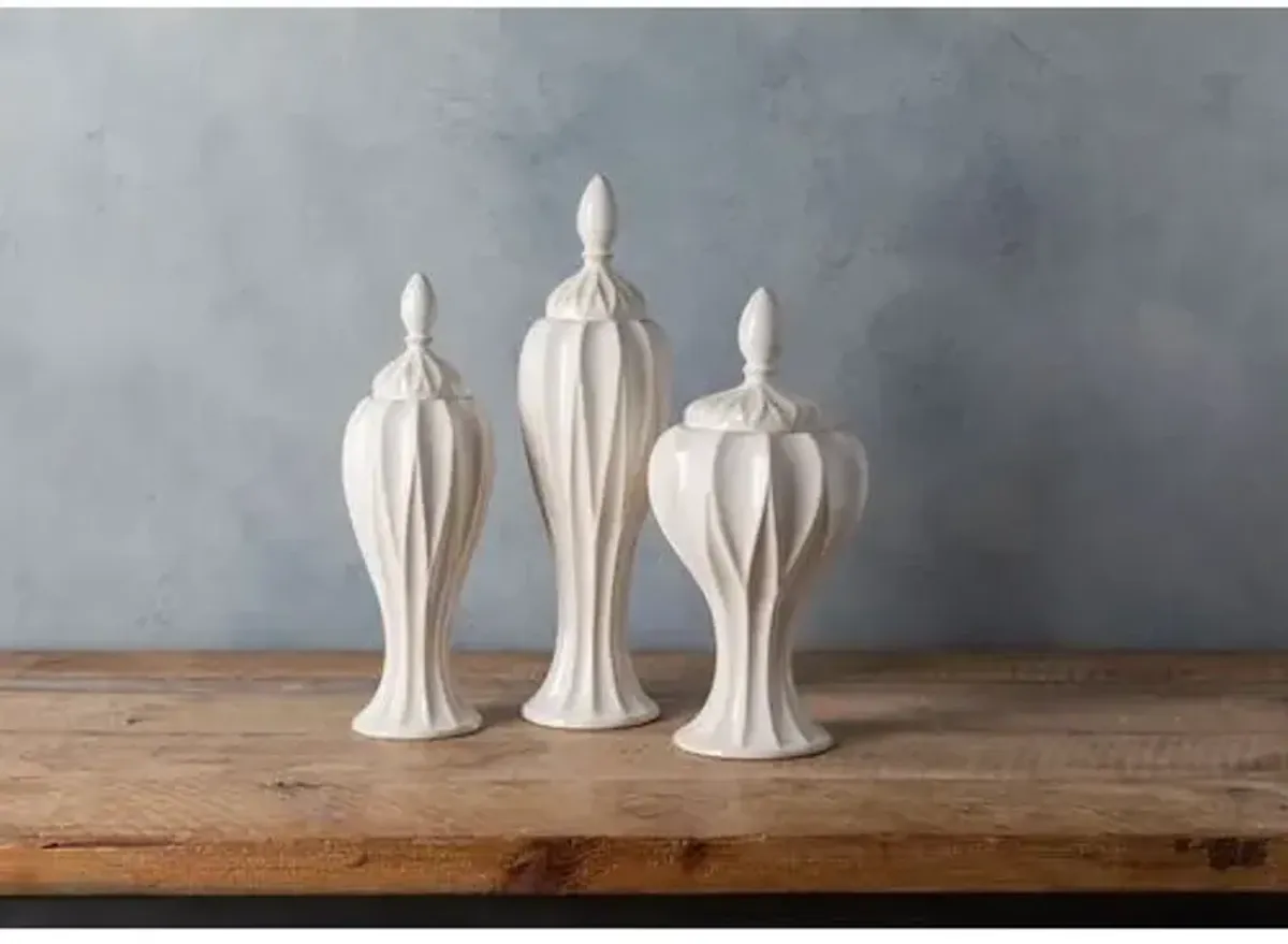 Set of 3 Wadsworth Decorative Jar - Cream - Ivory