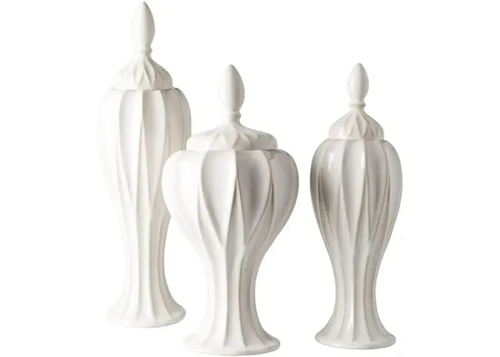 Set of 3 Wadsworth Decorative Jar - Cream - Ivory