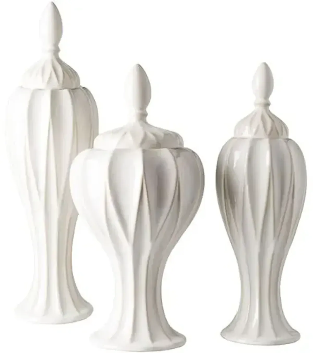 Set of 3 Wadsworth Decorative Jar - Cream - Ivory