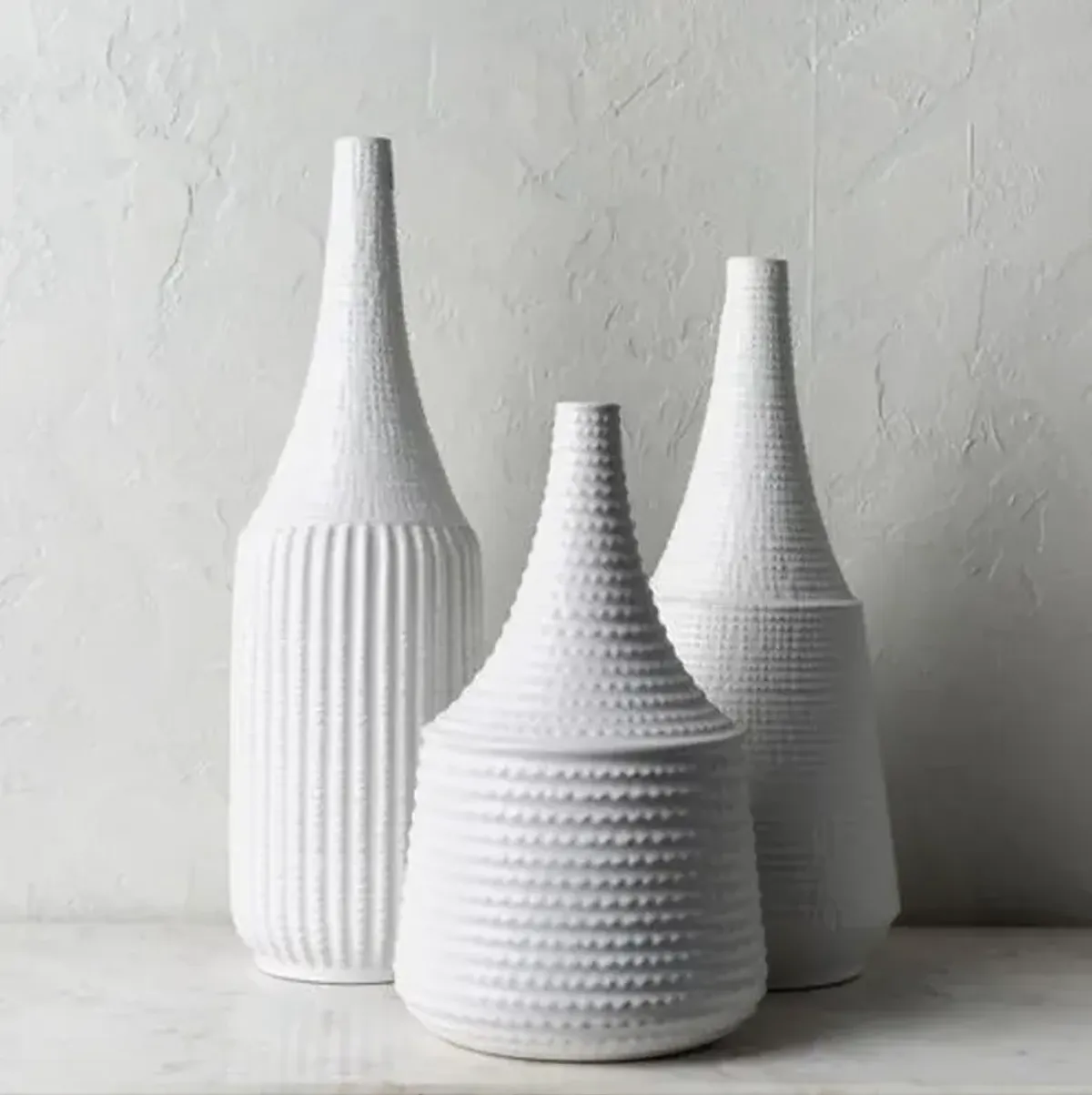 Set of 3 Acorn Vase - White