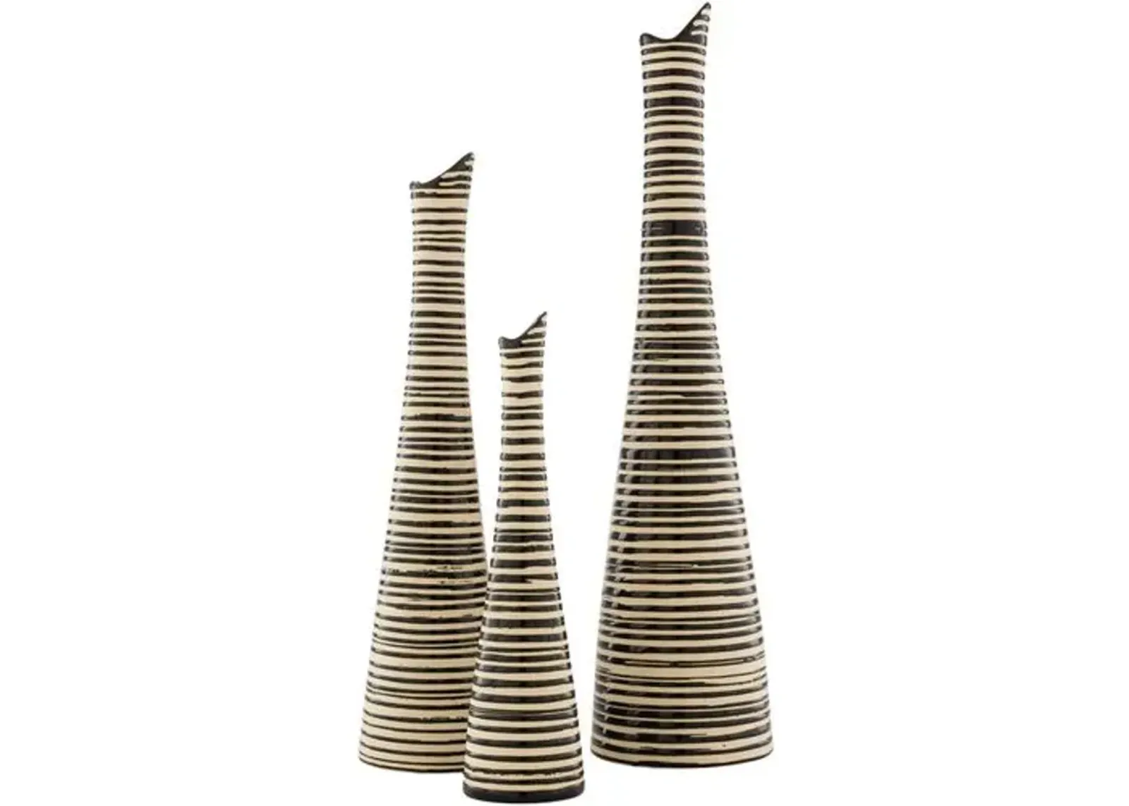 Set of 3 Maria Vase - Black/Beige