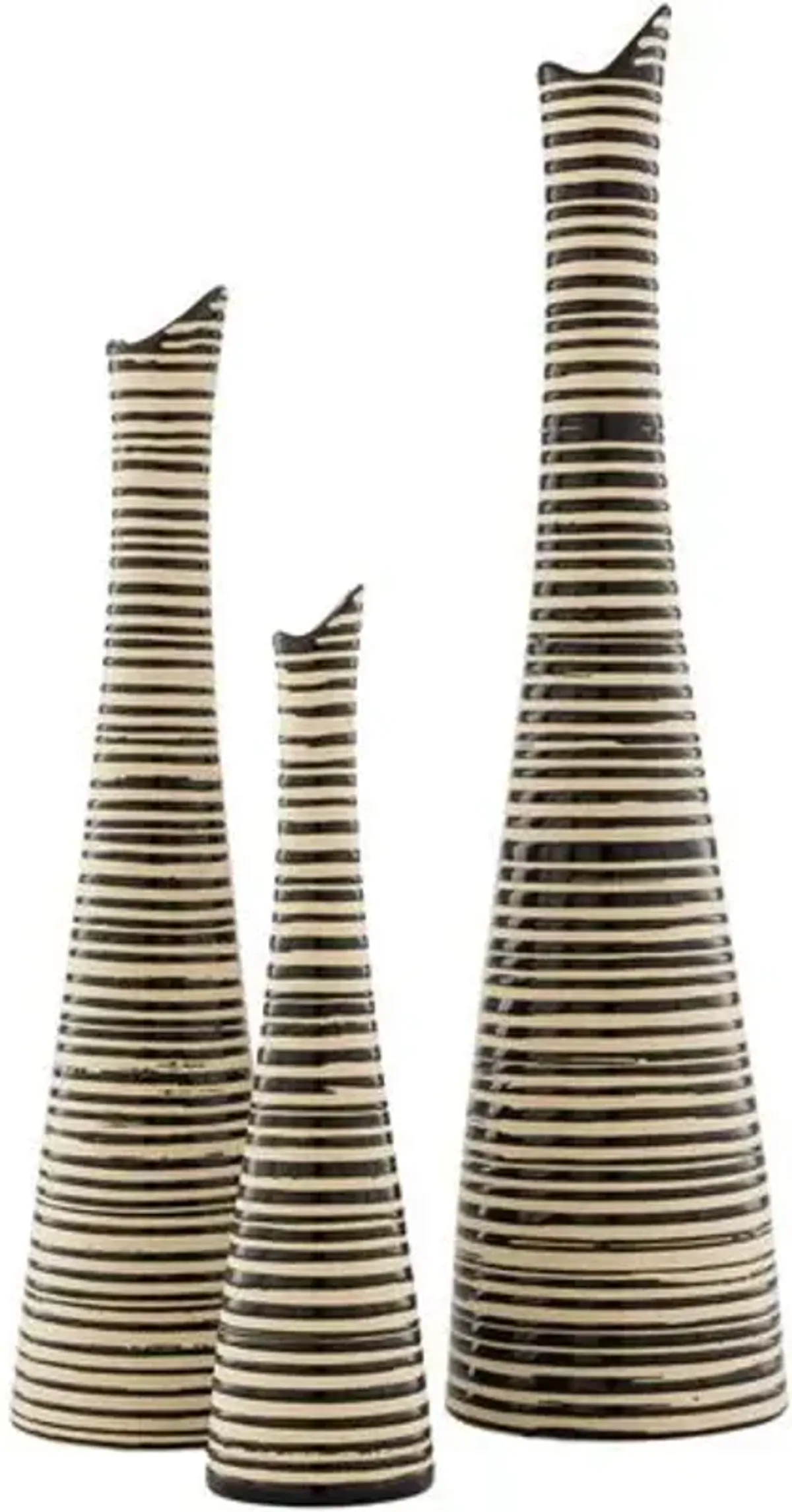 Set of 3 Maria Vase - Black/Beige